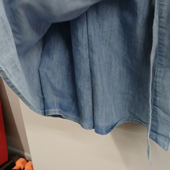 Sincerely Jules Denim Romper Shorts Skort Tie Waist Boho Light Blue Sz Small - Picture 4 of 7